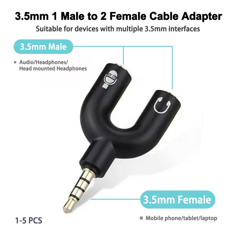 Earphone Splitter Jack - Adattatore per microfono splitter per cuffie